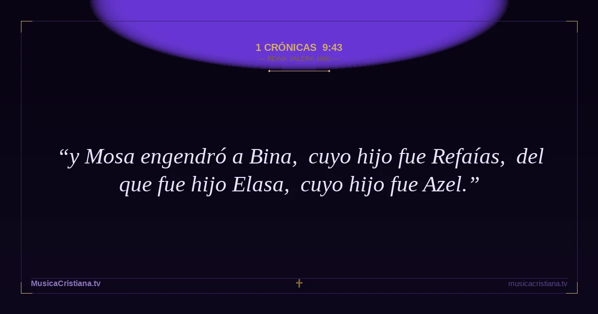 1 Crónicas 9:43 — Biblia Reina Valera 1960 — MusicaCristiana.tv