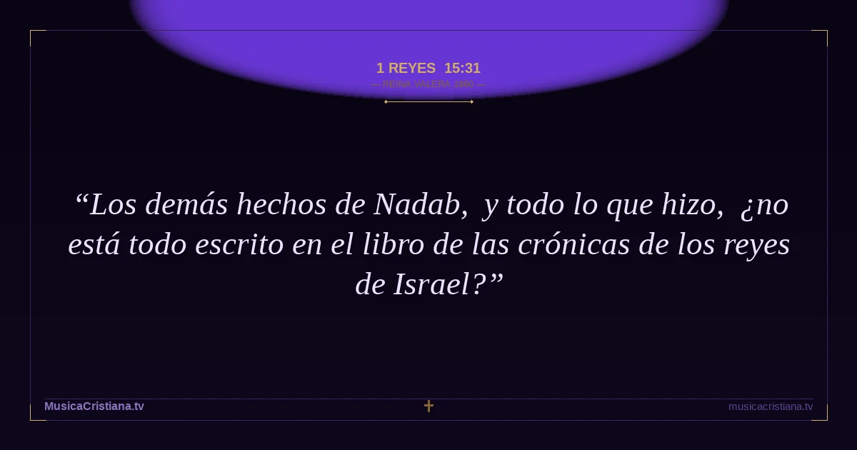 1 Reyes 15:31 — Biblia Reina Valera 1960 — MusicaCristiana.tv