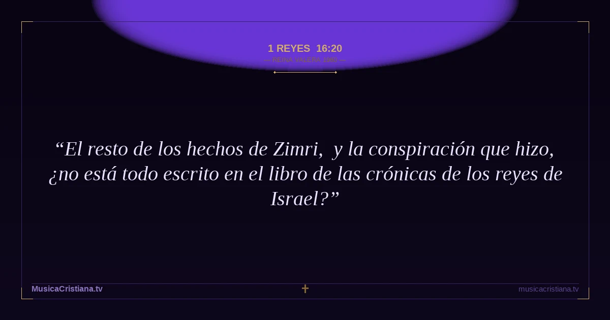 1 Reyes 16:20 — Biblia Reina Valera 1960 — MusicaCristiana.tv