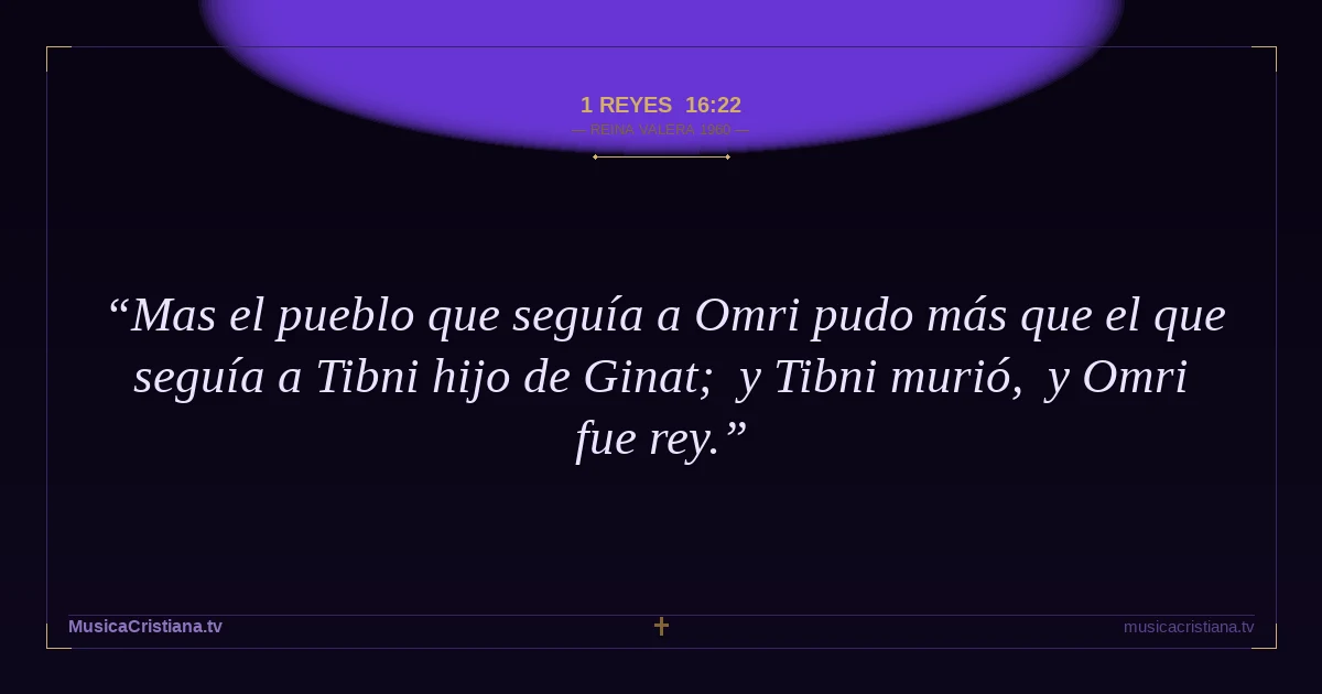 1 Reyes 16:22 — Biblia Reina Valera 1960 — MusicaCristiana.tv