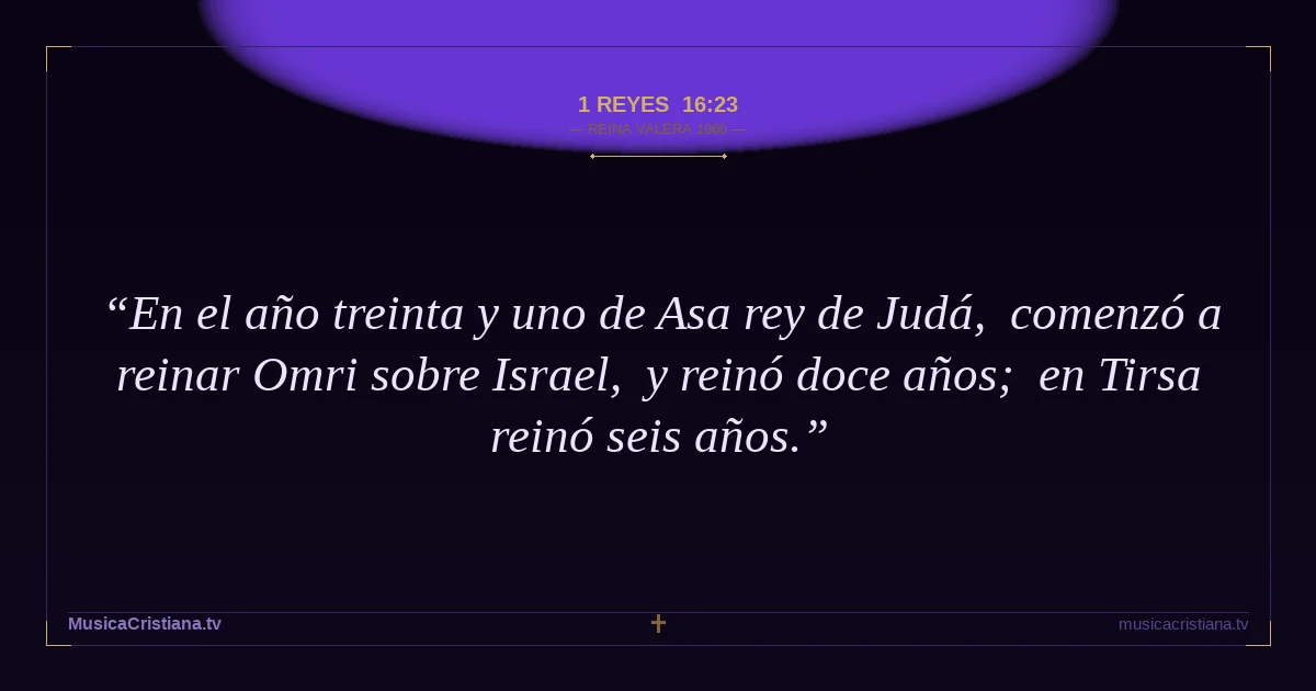 1 Reyes 16:23 — Biblia Reina Valera 1960 — MusicaCristiana.tv