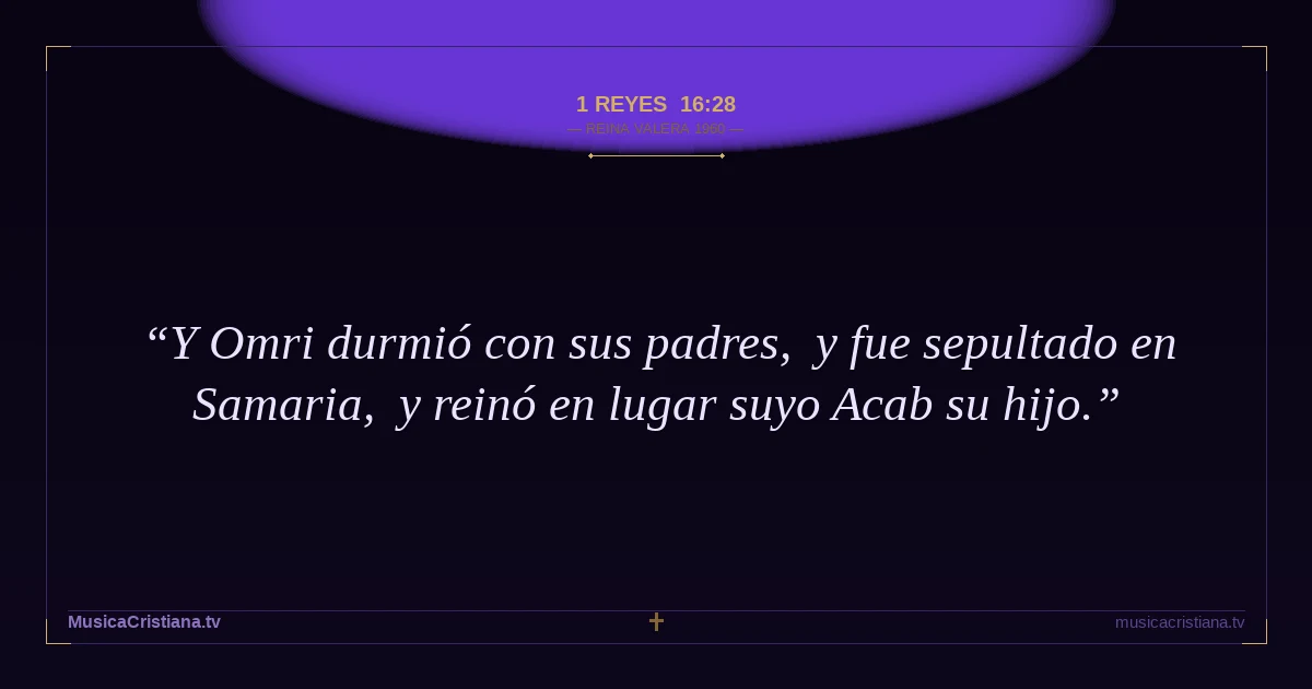 1 Reyes 16:28 — Biblia Reina Valera 1960 — MusicaCristiana.tv