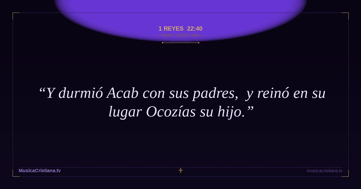 1 Reyes 22:40 — Biblia Reina Valera 1960 — MusicaCristiana.tv