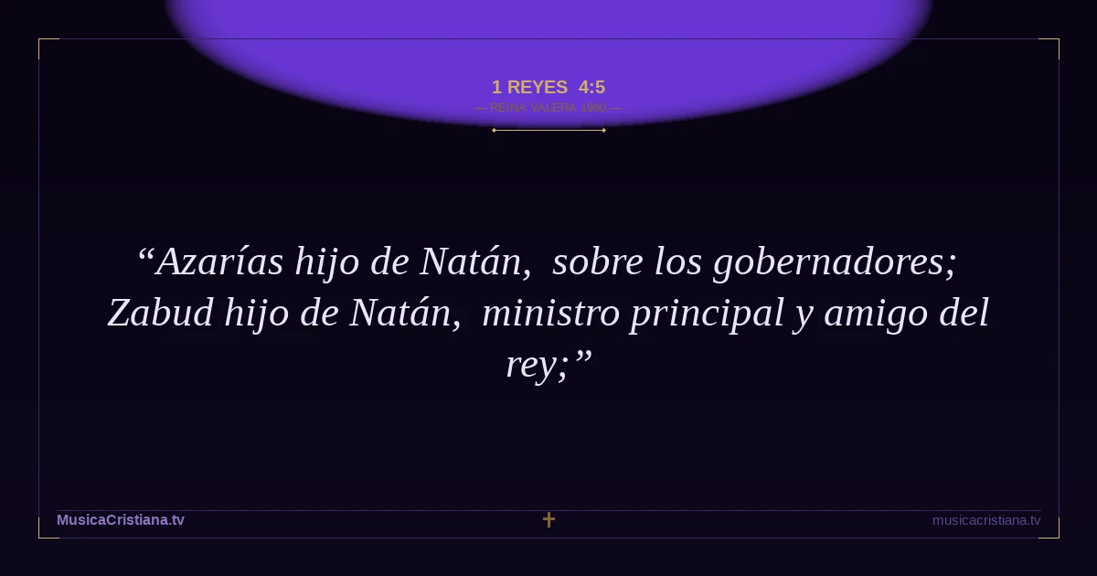 1 Reyes 4:5 — Biblia Reina Valera 1960 — MusicaCristiana.tv