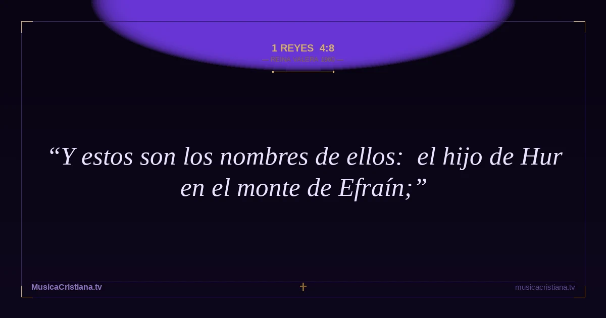 1 Reyes 4:8 — Biblia Reina Valera 1960 — MusicaCristiana.tv