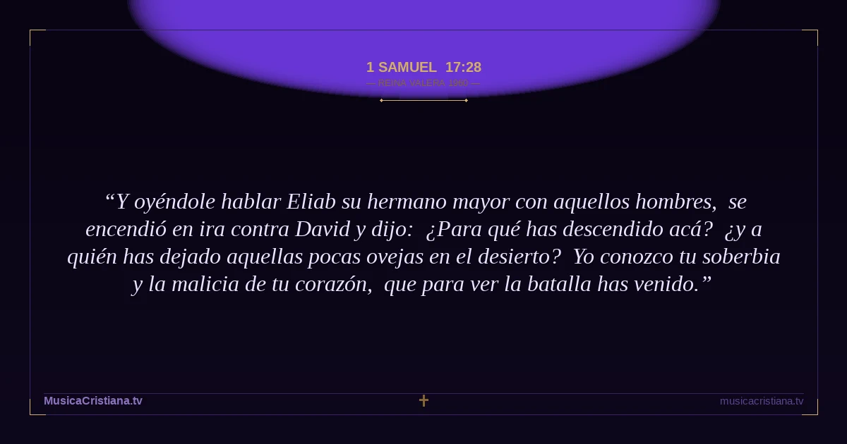 1 Samuel 17:28 — Biblia Reina Valera 1960 — MusicaCristiana.tv