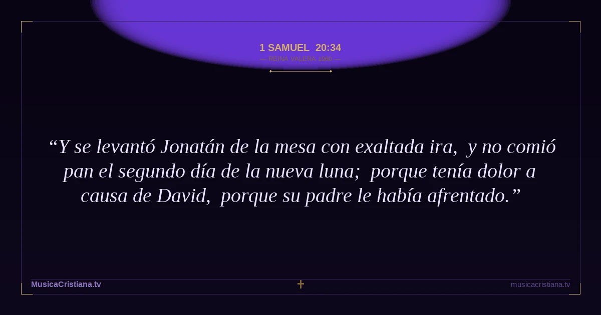1 Samuel 20:34 — Biblia Reina Valera 1960 — MusicaCristiana.tv
