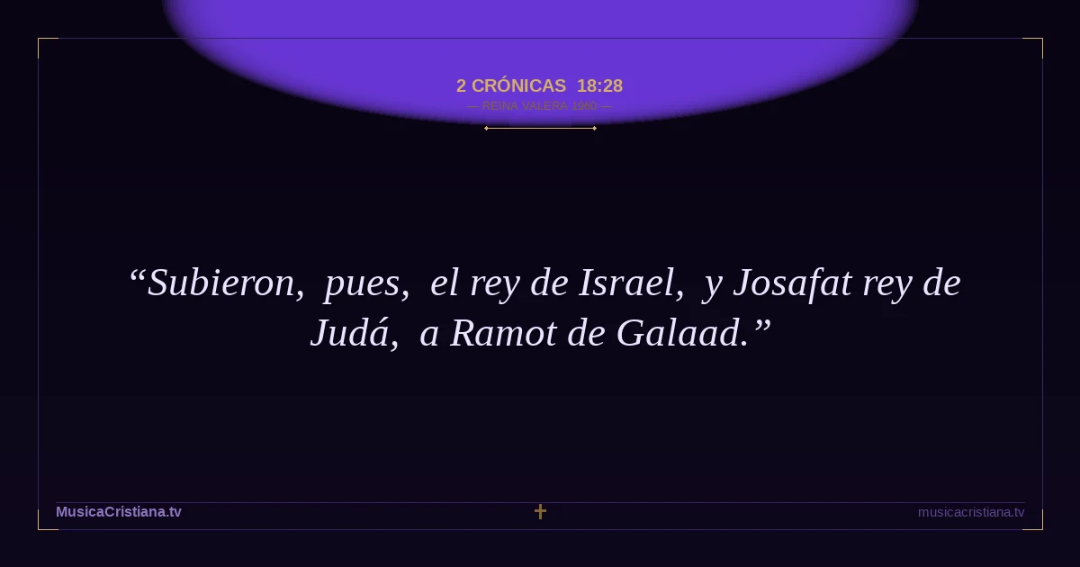 2 Crónicas 18:28 — Biblia Reina Valera 1960 — MusicaCristiana.tv