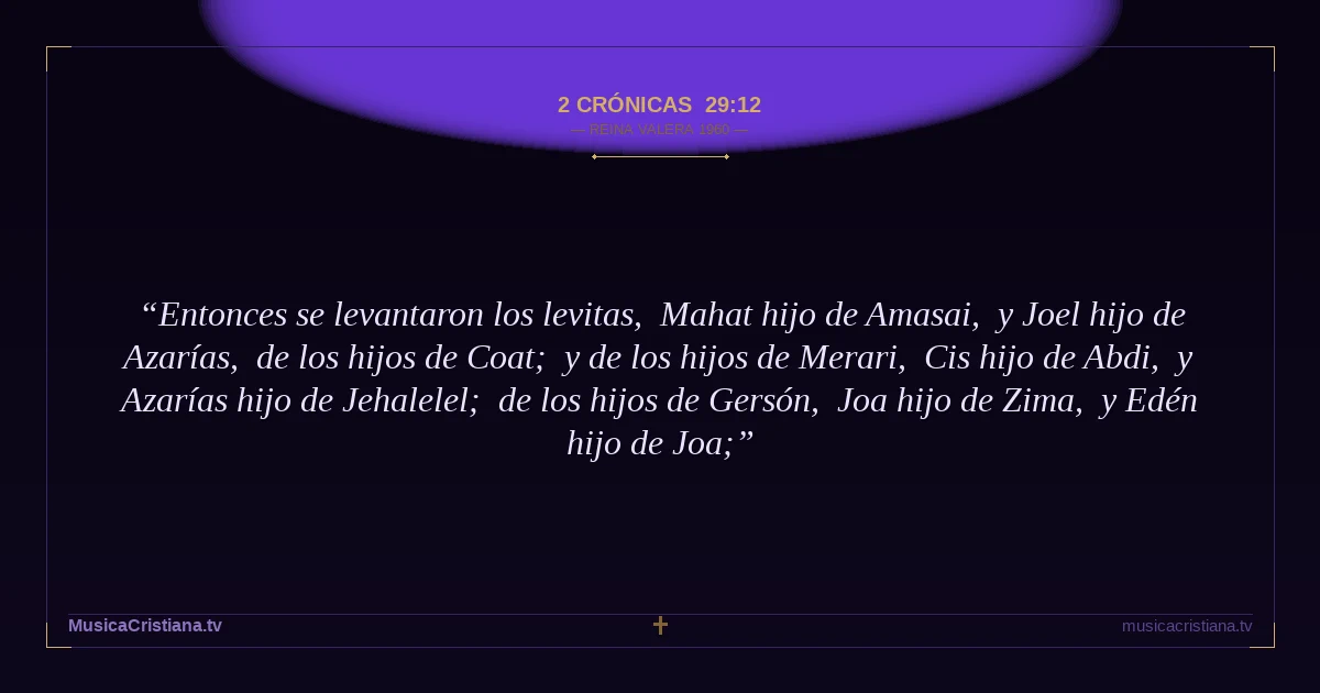 2 Crónicas 29:12 — Biblia Reina Valera 1960 — MusicaCristiana.tv