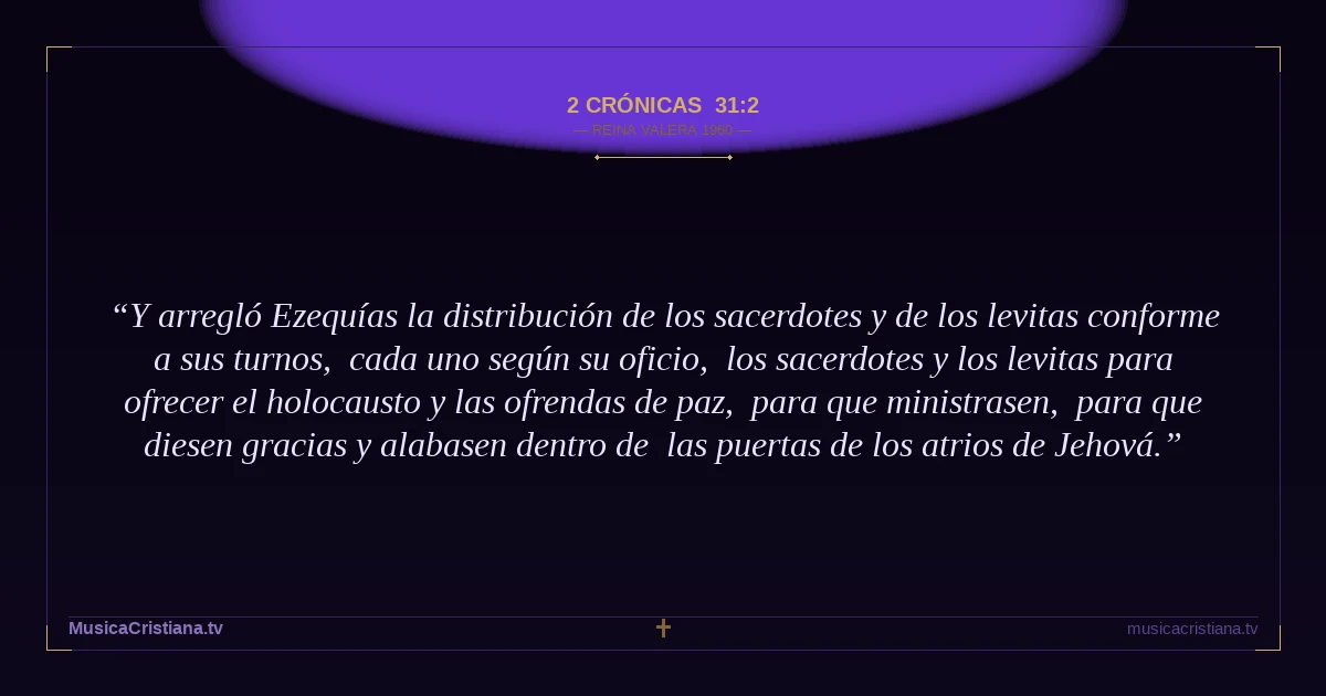 2 Crónicas 31:2 — Biblia Reina Valera 1960 — MusicaCristiana.tv