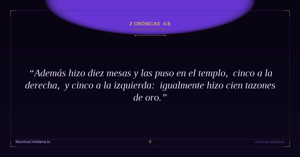 2 Crónicas 4:8 — Biblia Reina Valera 1960 — MusicaCristiana.tv
