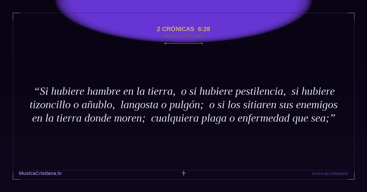 2 Crónicas 6:28 — Biblia Reina Valera 1960 — MusicaCristiana.tv