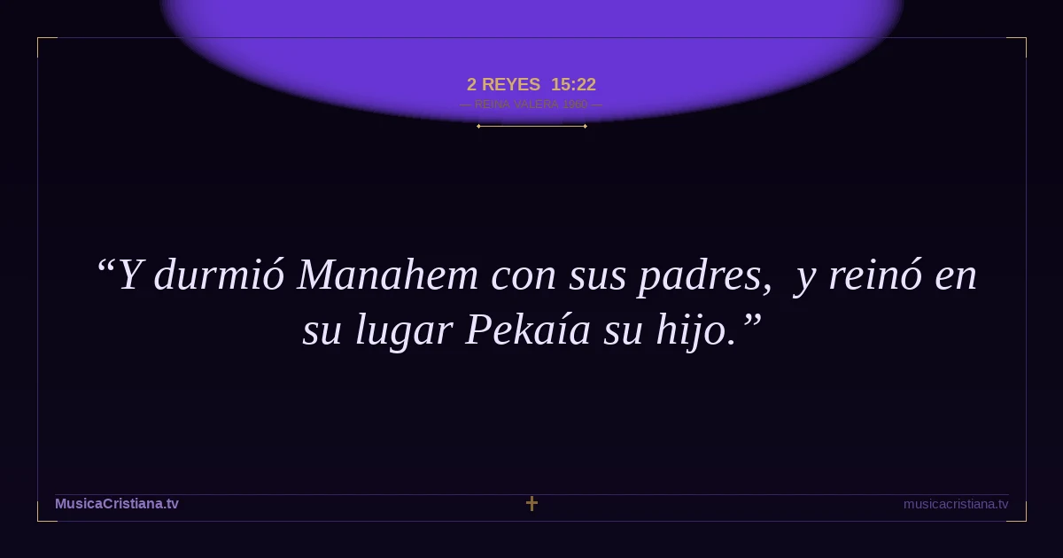 2 Reyes 15:22 — Biblia Reina Valera 1960 — MusicaCristiana.tv