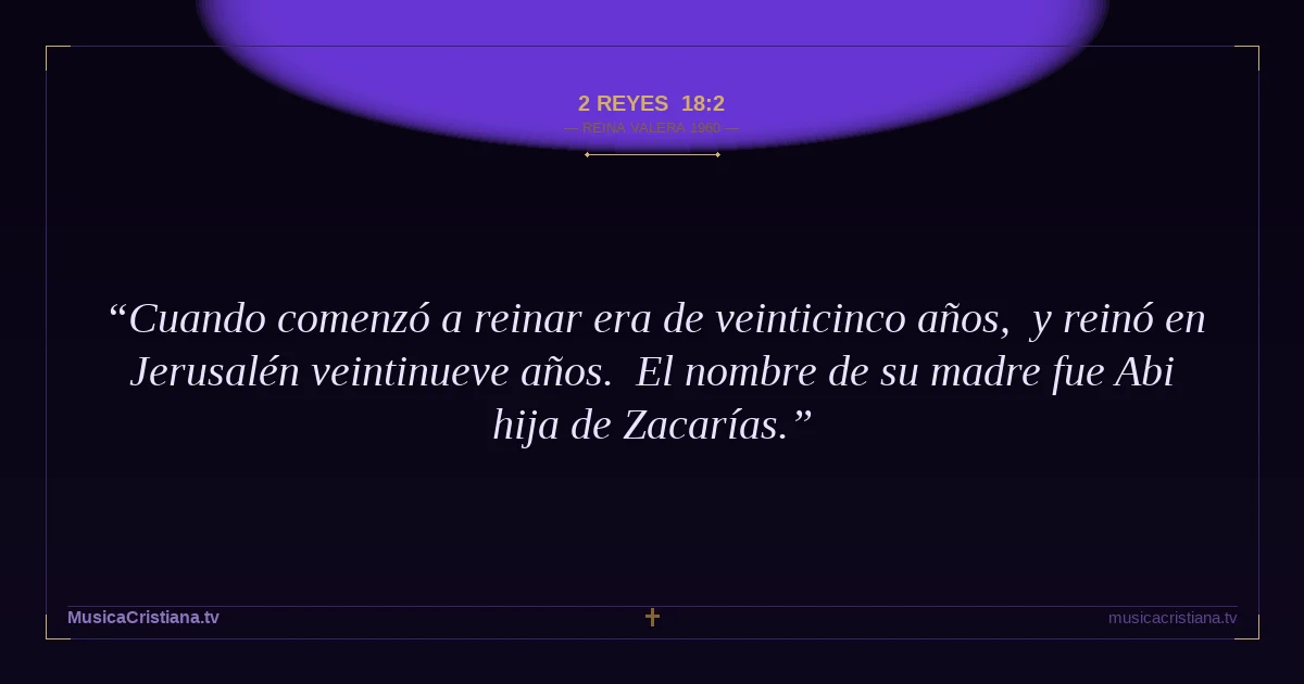 2 Reyes 18:2 — Biblia Reina Valera 1960 — MusicaCristiana.tv