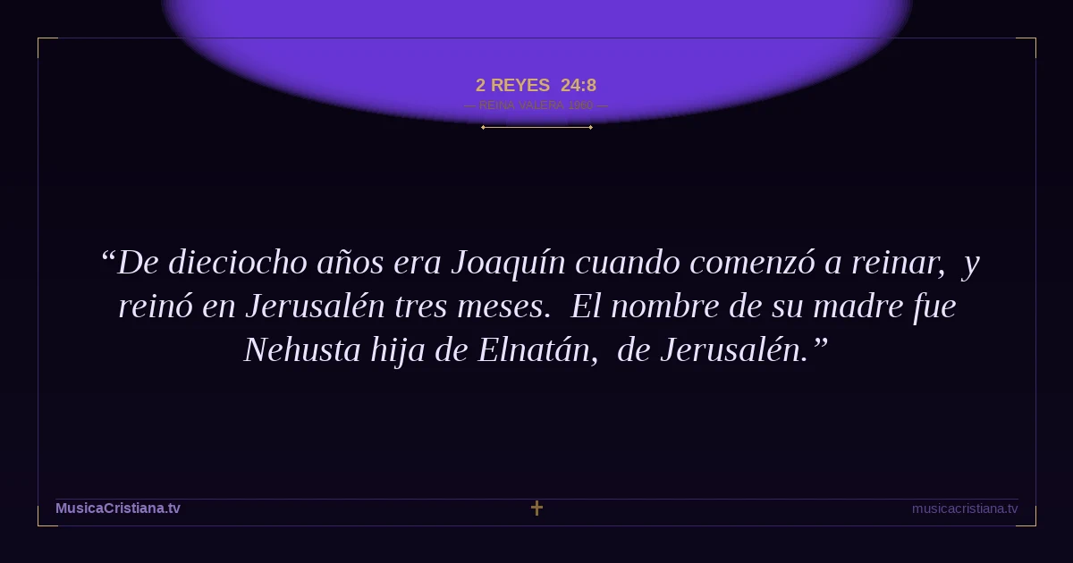 2 Reyes 24:8 — Biblia Reina Valera 1960 — MusicaCristiana.tv