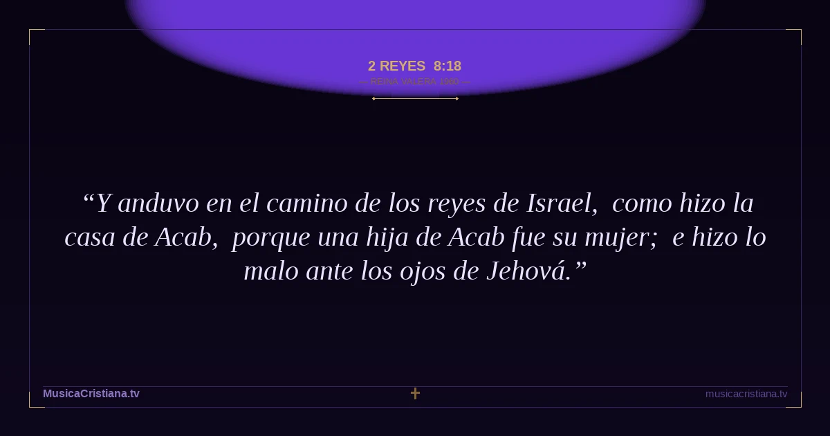 2 Reyes 8:18 — Biblia Reina Valera 1960 — MusicaCristiana.tv