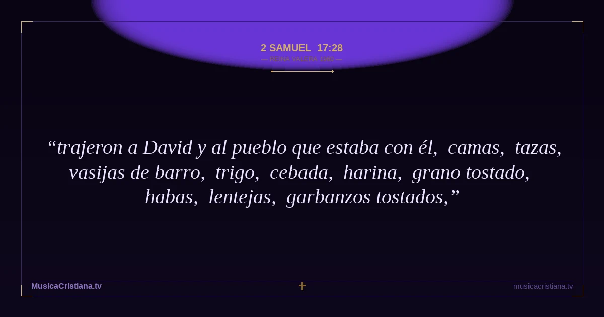 2 Samuel 17:28 — Biblia Reina Valera 1960 — MusicaCristiana.tv
