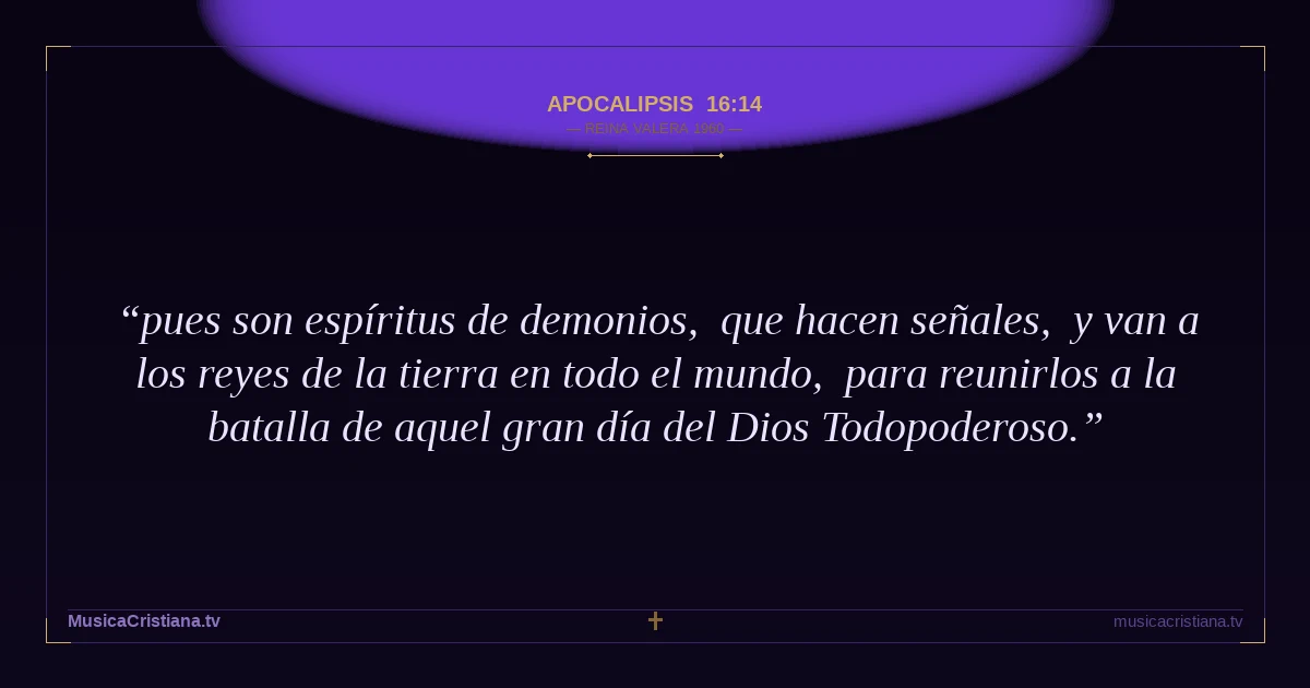 Apocalipsis 16:14 — Biblia Reina Valera 1960 — MusicaCristiana.tv
