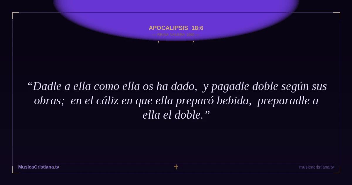 Apocalipsis 18:6 — Biblia Reina Valera 1960 — MusicaCristiana.tv