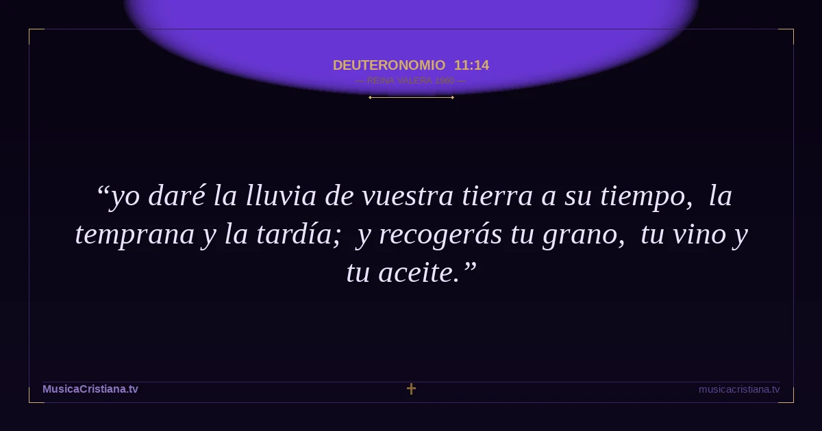 Deuteronomio 11:14 — Biblia Reina Valera 1960 — MusicaCristiana.tv