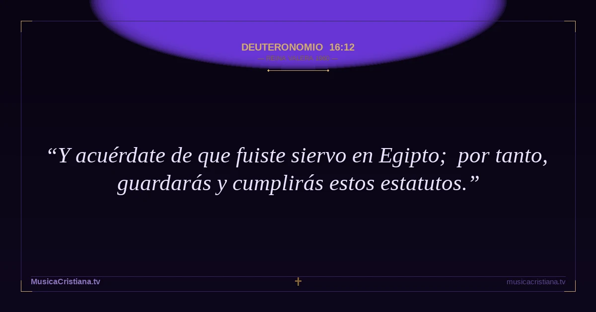 Deuteronomio 16:12 — Biblia Reina Valera 1960 — MusicaCristiana.tv