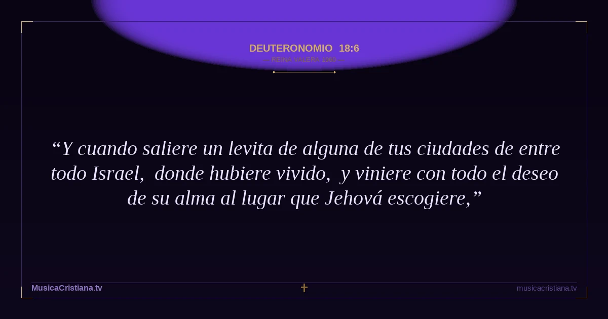 Deuteronomio 18:6 — Biblia Reina Valera 1960 — MusicaCristiana.tv