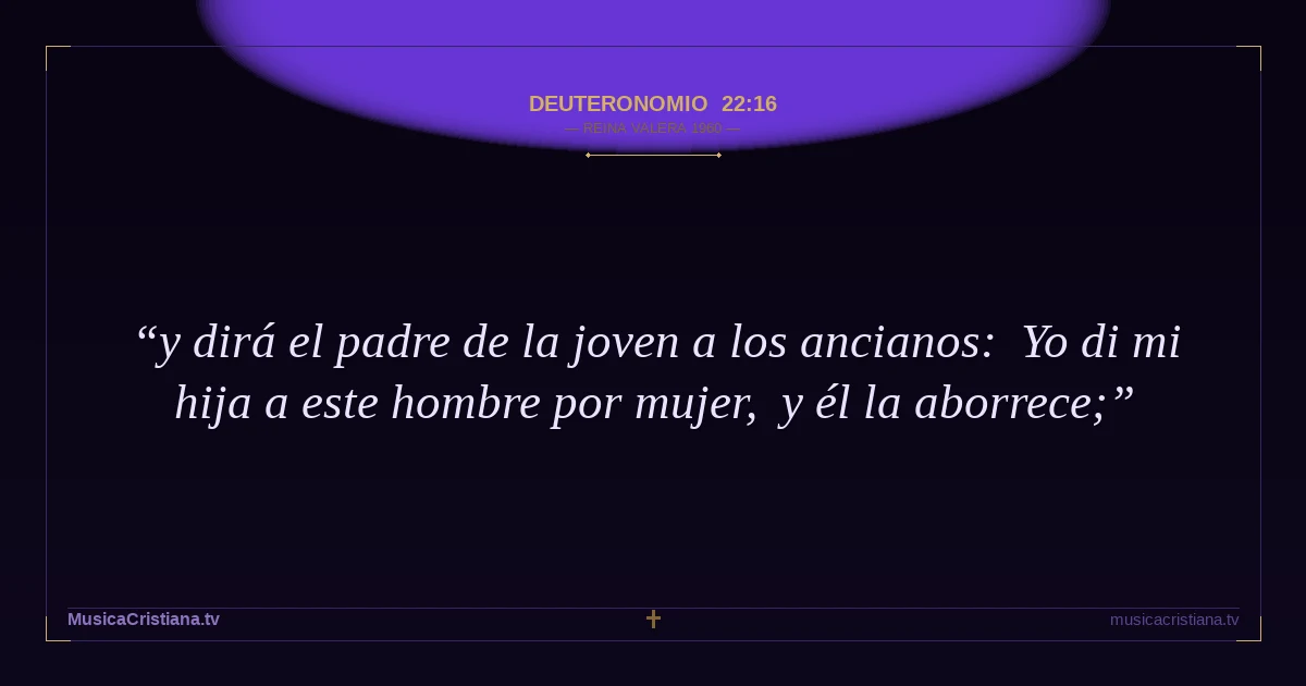 Deuteronomio 22:16 — Biblia Reina Valera 1960 — MusicaCristiana.tv