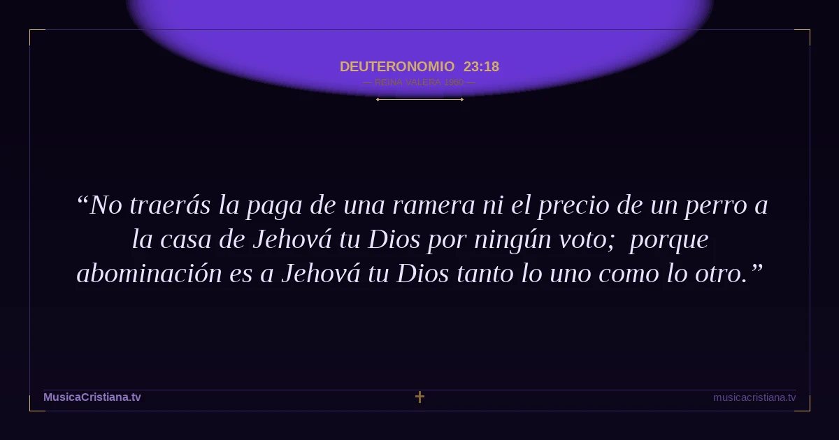 Deuteronomio 23:18 — Biblia Reina Valera 1960 — MusicaCristiana.tv