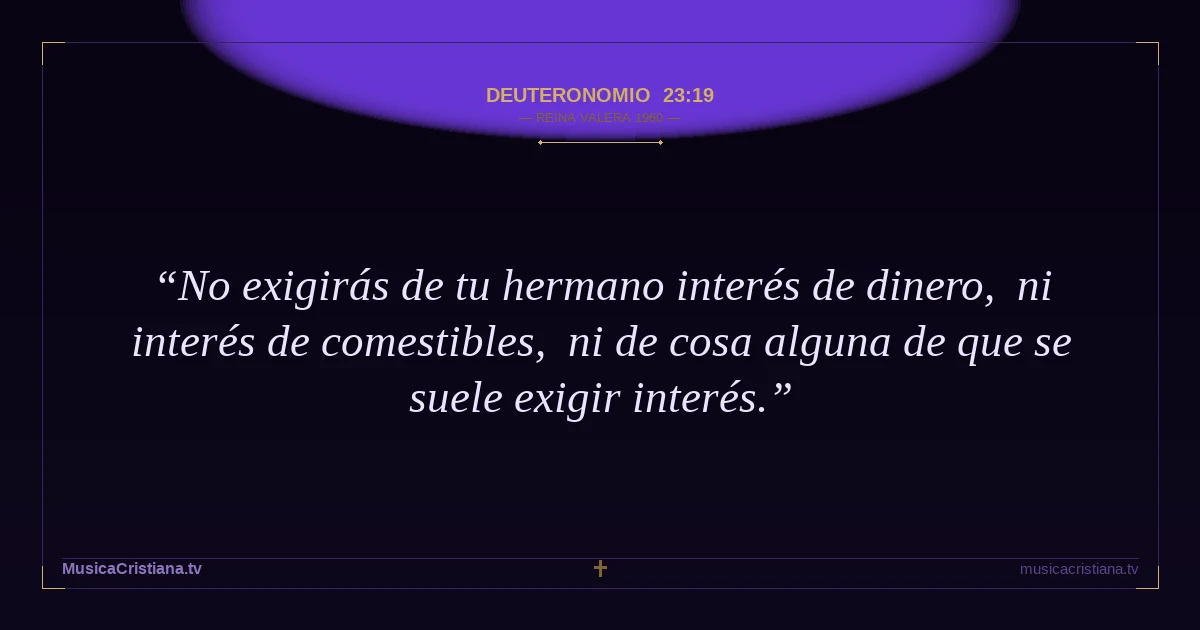 Deuteronomio 23:19 — Biblia Reina Valera 1960 — MusicaCristiana.tv