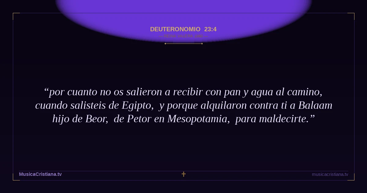 Deuteronomio 23:4 — Biblia Reina Valera 1960 — MusicaCristiana.tv