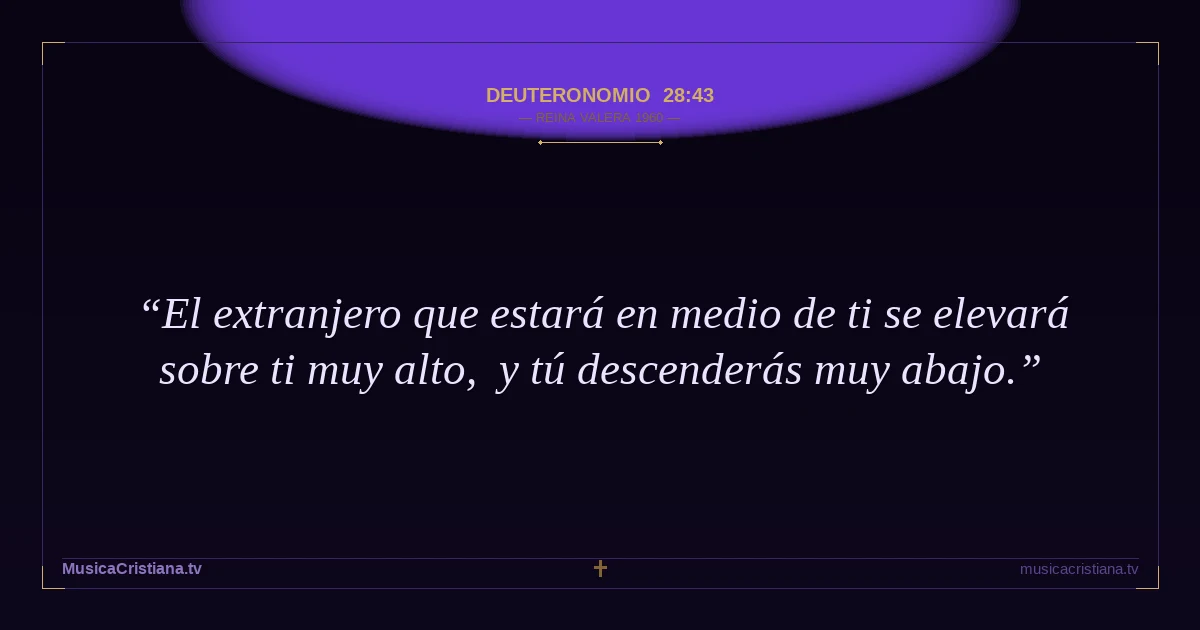 Deuteronomio 28:43 — Biblia Reina Valera 1960 — MusicaCristiana.tv