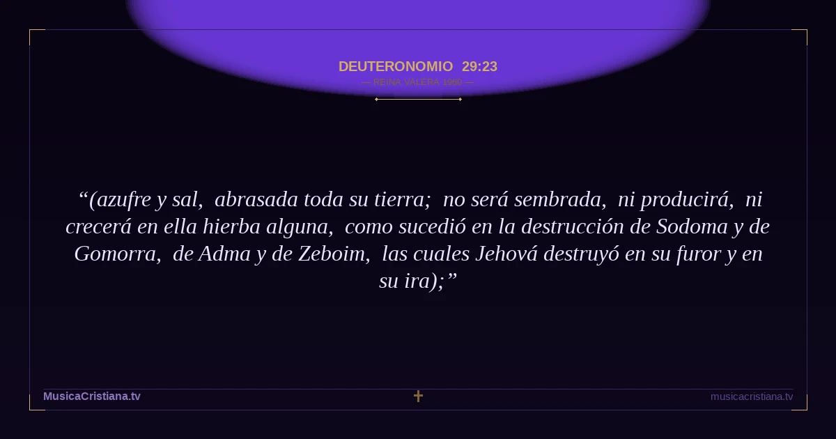 Deuteronomio 29:23 — Biblia Reina Valera 1960 — MusicaCristiana.tv