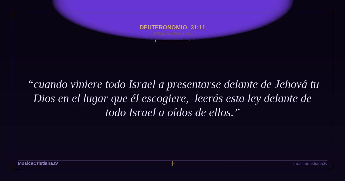 Deuteronomio 31:11 — Biblia Reina Valera 1960 — MusicaCristiana.tv