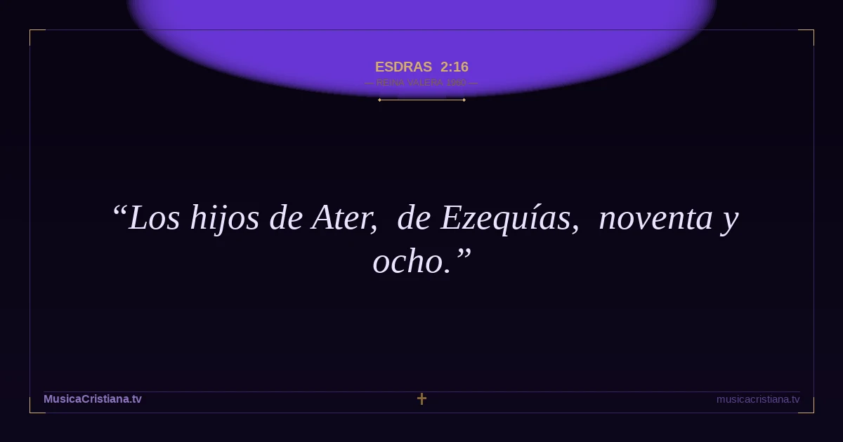 Esdras 2:16 — Biblia Reina Valera 1960 — MusicaCristiana.tv