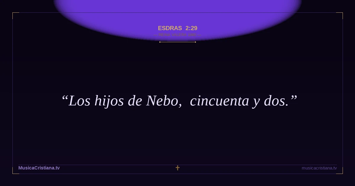 Esdras 2:29 — Biblia Reina Valera 1960 — MusicaCristiana.tv