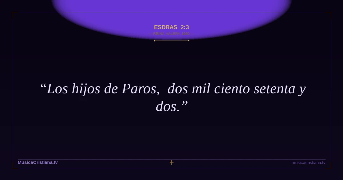 Esdras 2:3 — Biblia Reina Valera 1960 — MusicaCristiana.tv