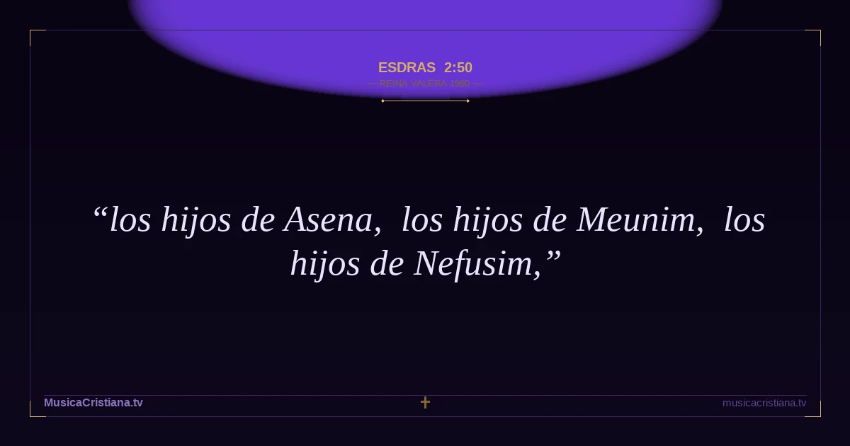 Esdras 2:50 — Biblia Reina Valera 1960 — MusicaCristiana.tv