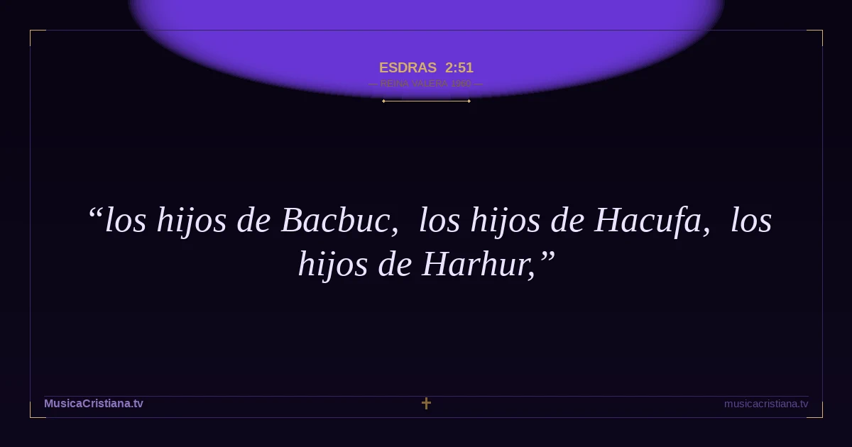 Esdras 2:51 — Biblia Reina Valera 1960 — MusicaCristiana.tv