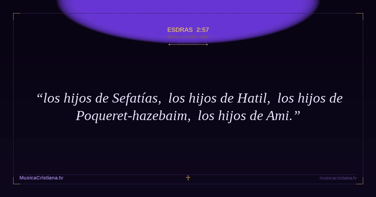 Esdras 2:57 — Biblia Reina Valera 1960 — MusicaCristiana.tv