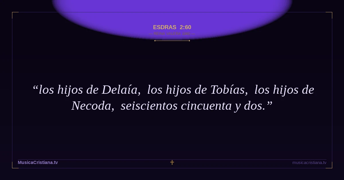 Esdras 2:60 — Biblia Reina Valera 1960 — MusicaCristiana.tv