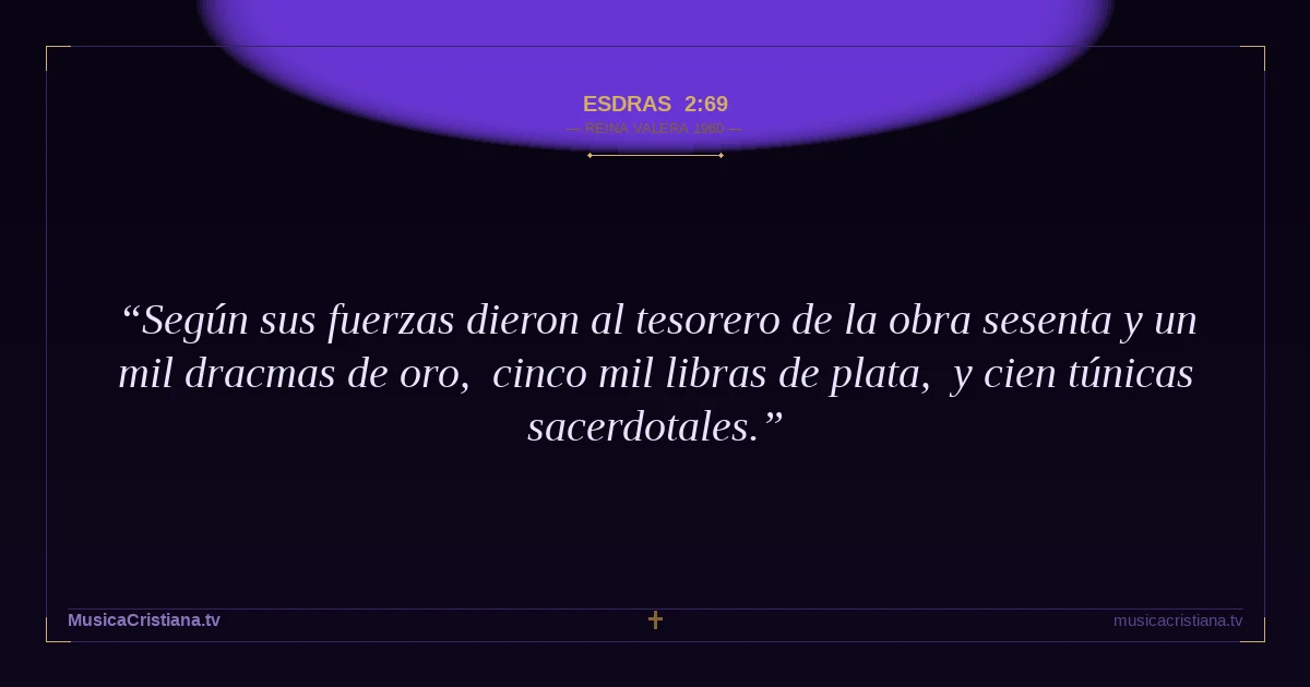 Esdras 2:69 — Biblia Reina Valera 1960 — MusicaCristiana.tv