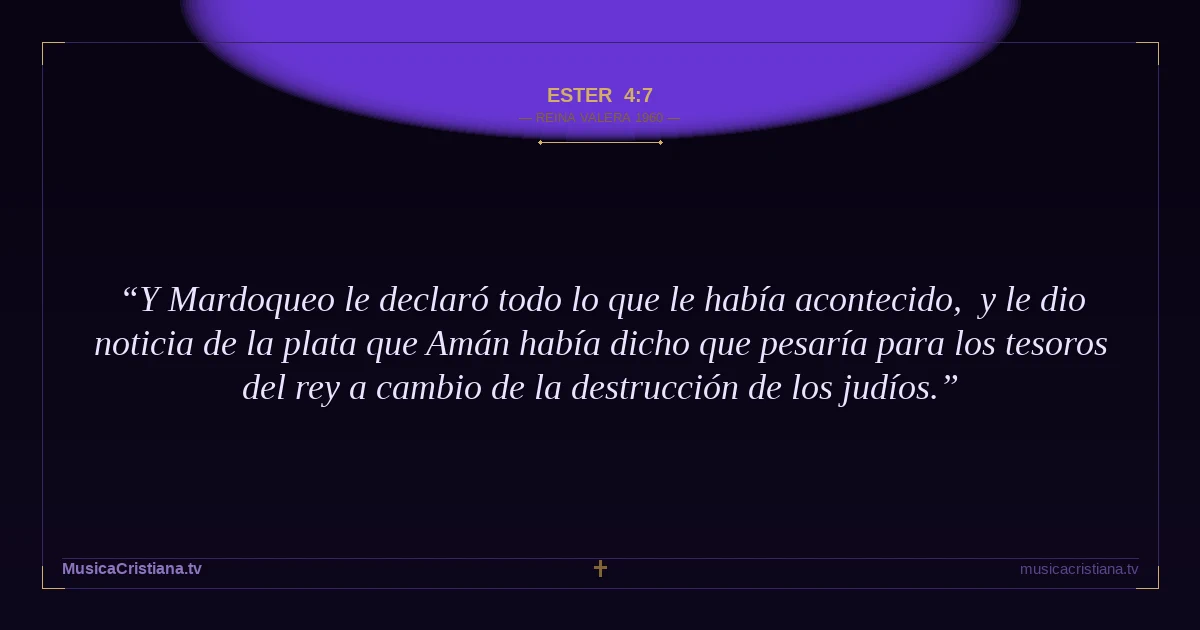 Ester 4:7 — Biblia Reina Valera 1960 — MusicaCristiana.tv