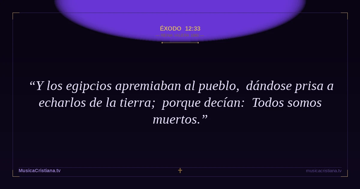 Éxodo 12:33 — Biblia Reina Valera 1960 — MusicaCristiana.tv