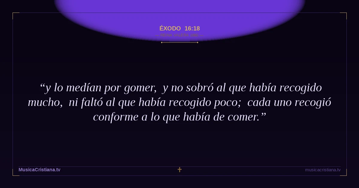 Éxodo 16:18 — Biblia Reina Valera 1960 — MusicaCristiana.tv