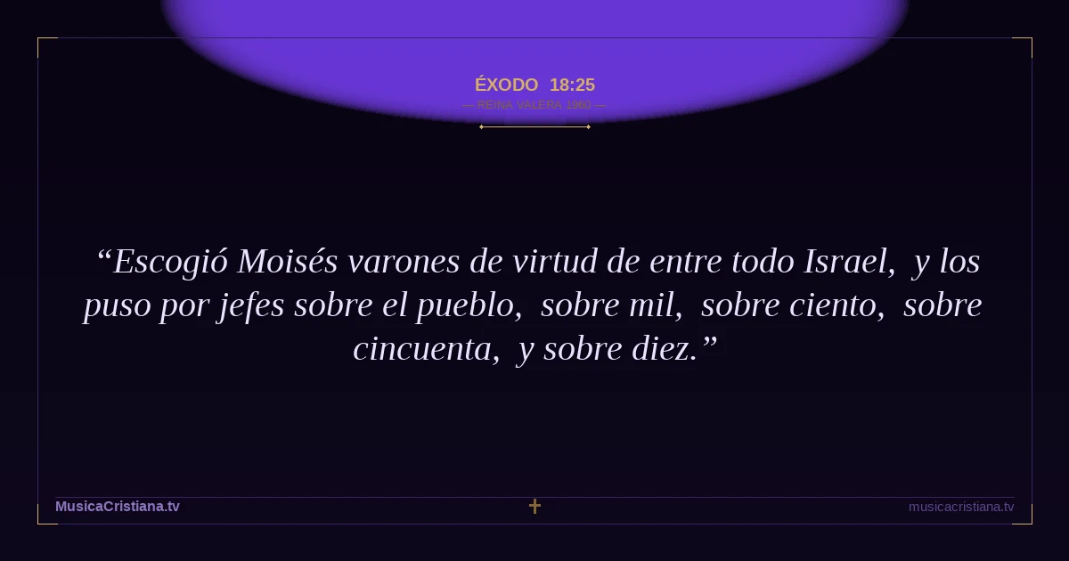 Éxodo 18:25 — Biblia Reina Valera 1960 — MusicaCristiana.tv