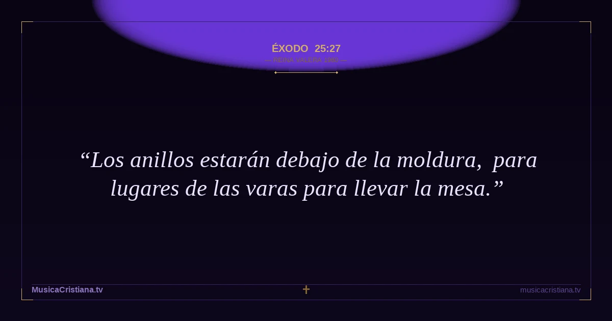Éxodo 25:27 — Biblia Reina Valera 1960 — MusicaCristiana.tv