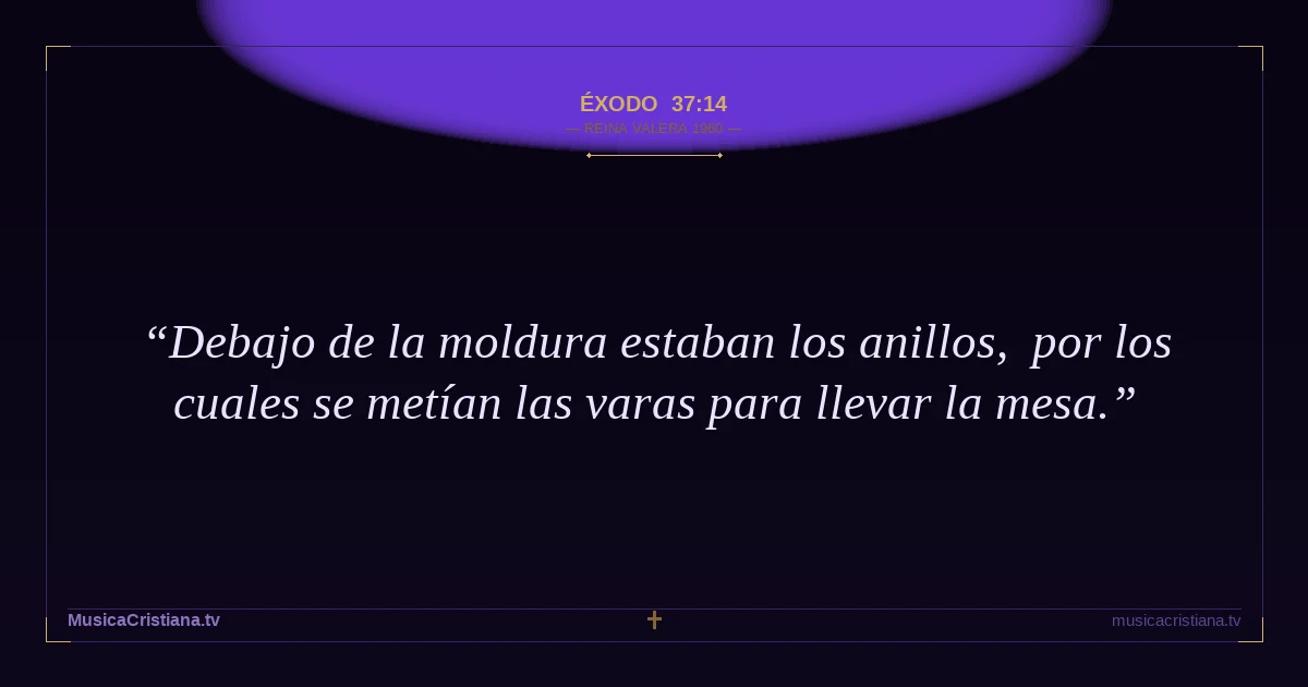 Éxodo 37:14 — Biblia Reina Valera 1960 — MusicaCristiana.tv
