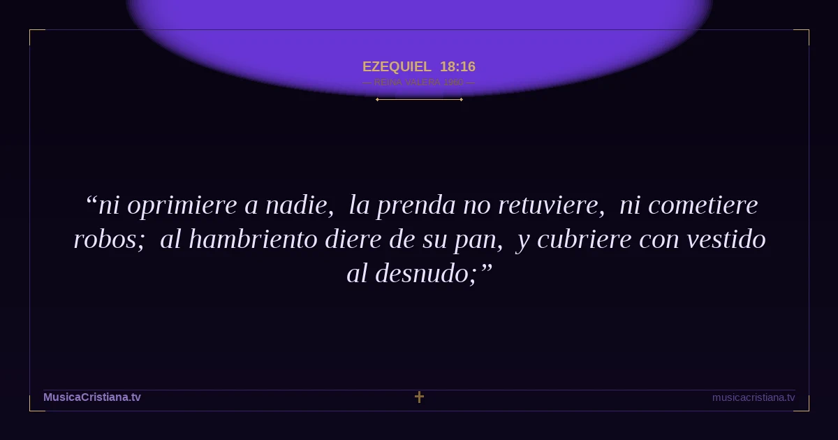 Ezequiel 18:16 — Biblia Reina Valera 1960 — MusicaCristiana.tv