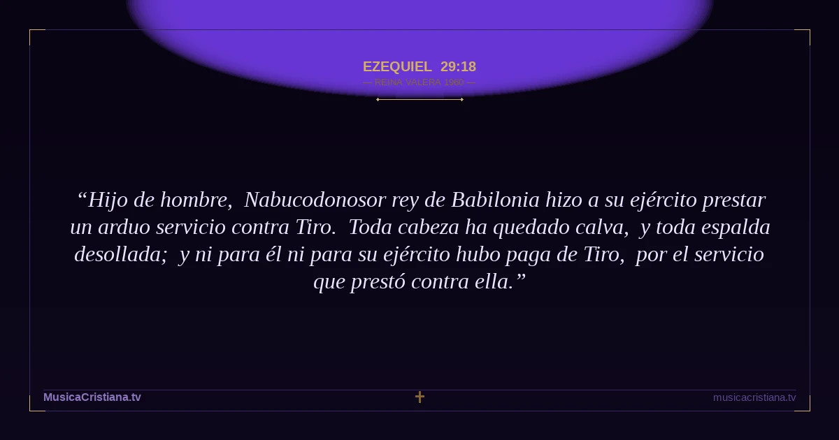 Ezequiel 29:18 — Biblia Reina Valera 1960 — MusicaCristiana.tv