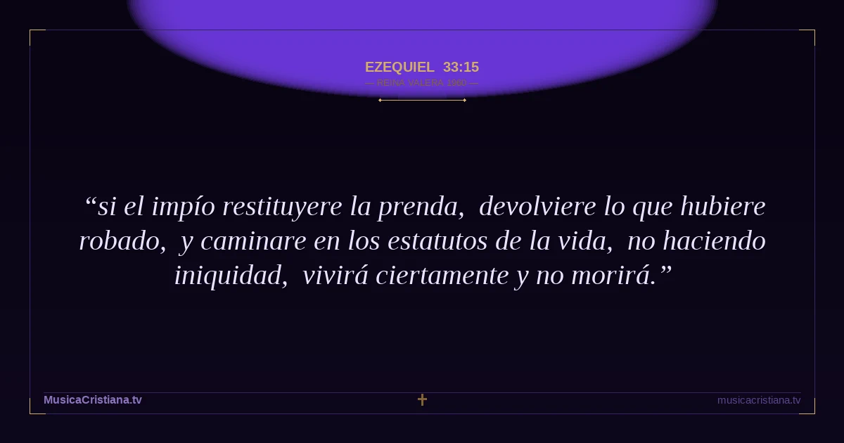 Ezequiel 33:15 — Biblia Reina Valera 1960 — MusicaCristiana.tv